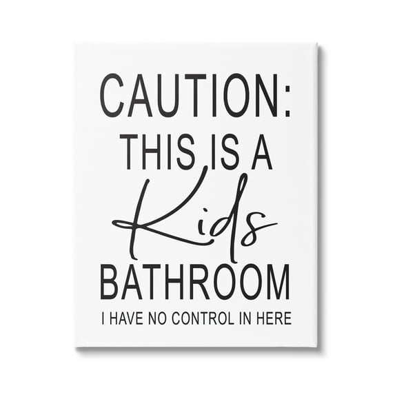 Stupell Industries Kids Bathroom No Control Casual Bathroom Sign Graphic Art Gallery Wrapped Canvas Print Wall Art, Design by Lettered and Lined
