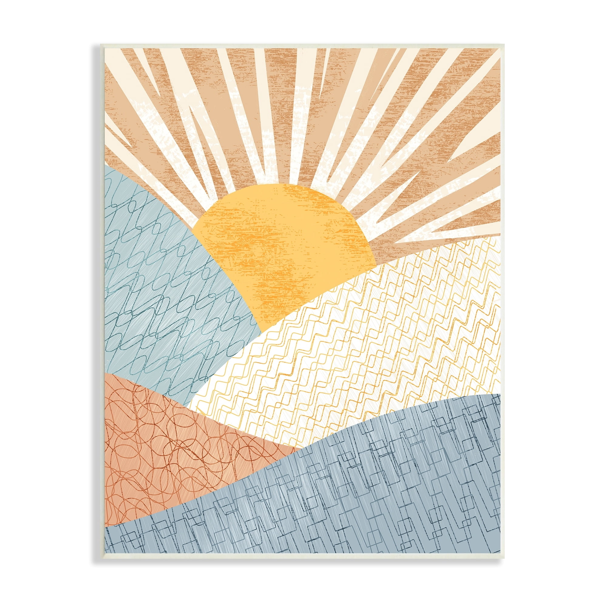 Stupell Industries Kids' Bold Sun Sunrise Rolling Hills Abstract Patterns, 13 x 19, Design by Ziwei Li