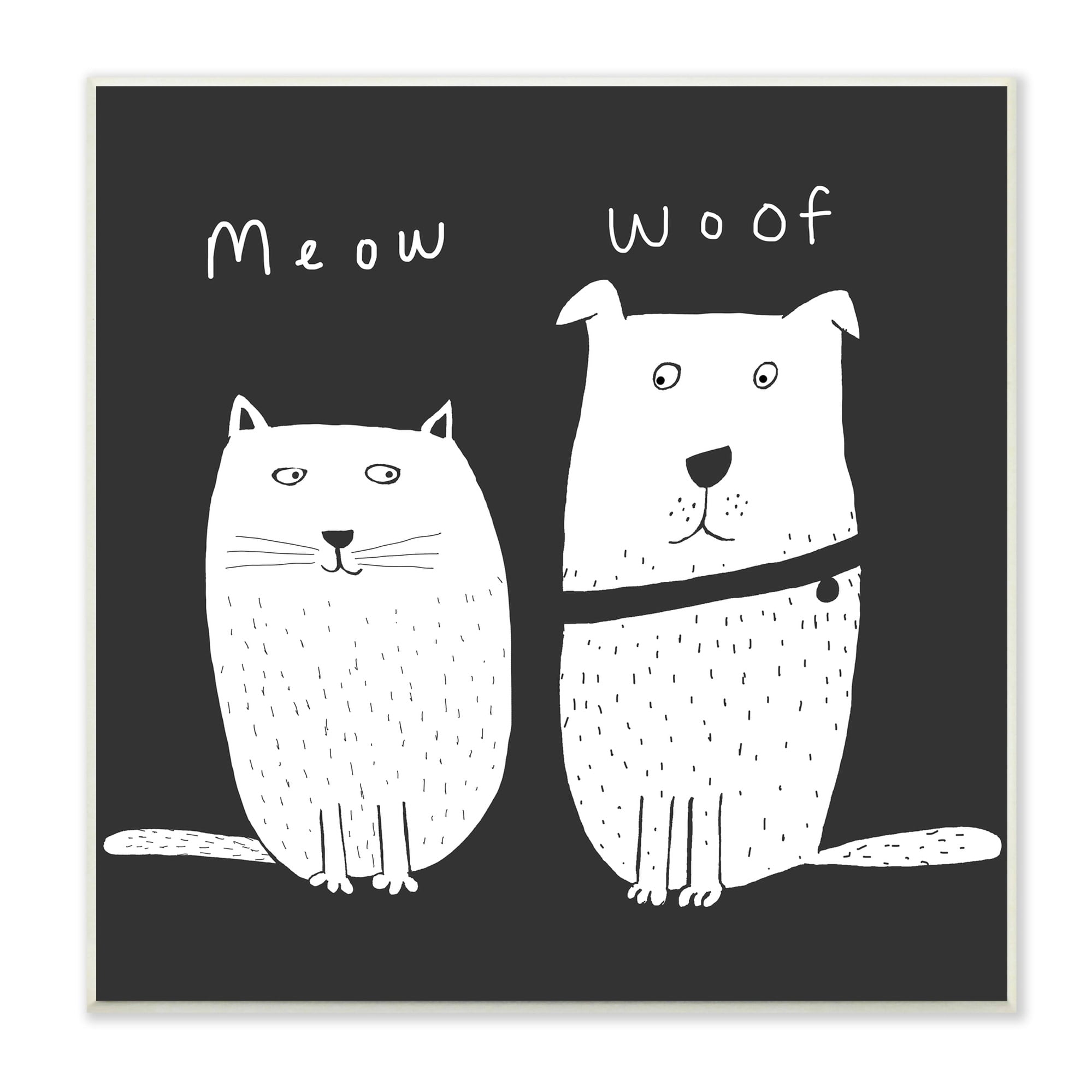 Stupell Industries Kids' Cat and Dog Pet Pair Meow Woof, 12 x 12,Design by Carla Daly