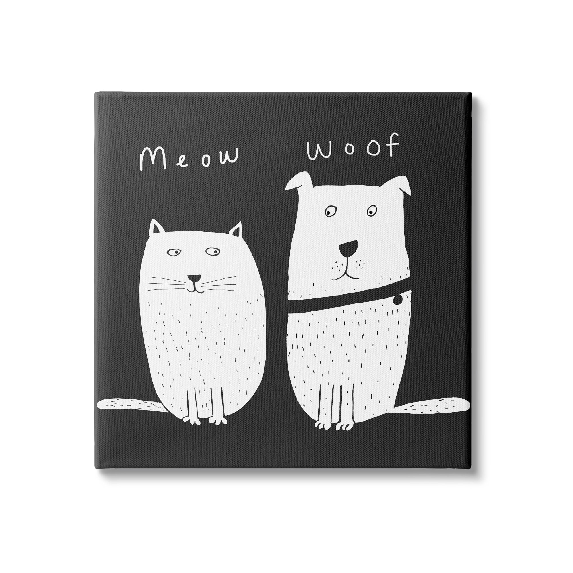 Stupell Industries Kids' Cat and Dog Pet Pair Meow Woof, 30 x 30,Design by Carla Daly