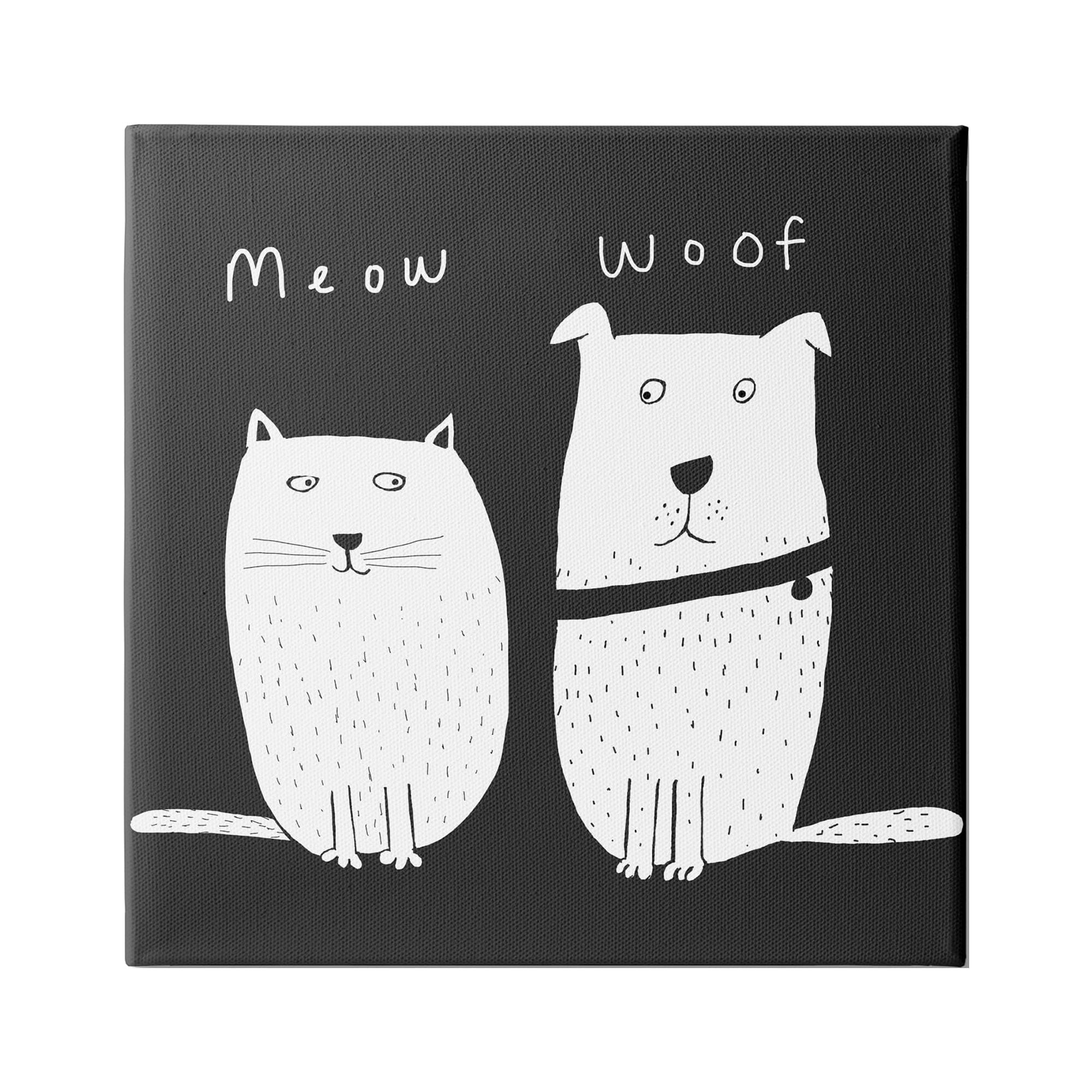 Stupell Industries Kids' Cat and Dog Pet Pair Meow Woof, 36 x 36,Design by Carla Daly