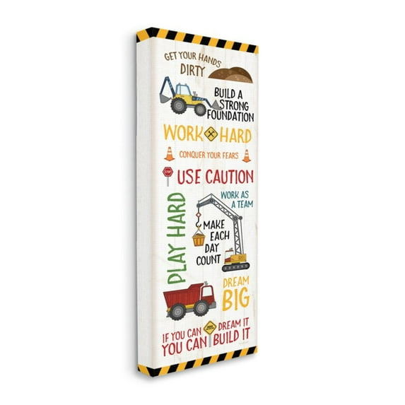 Stupell Industries Kids' Construction Zone Vehicles Motivational Phrases Design by Jennifer Pugh, 17" x 40"