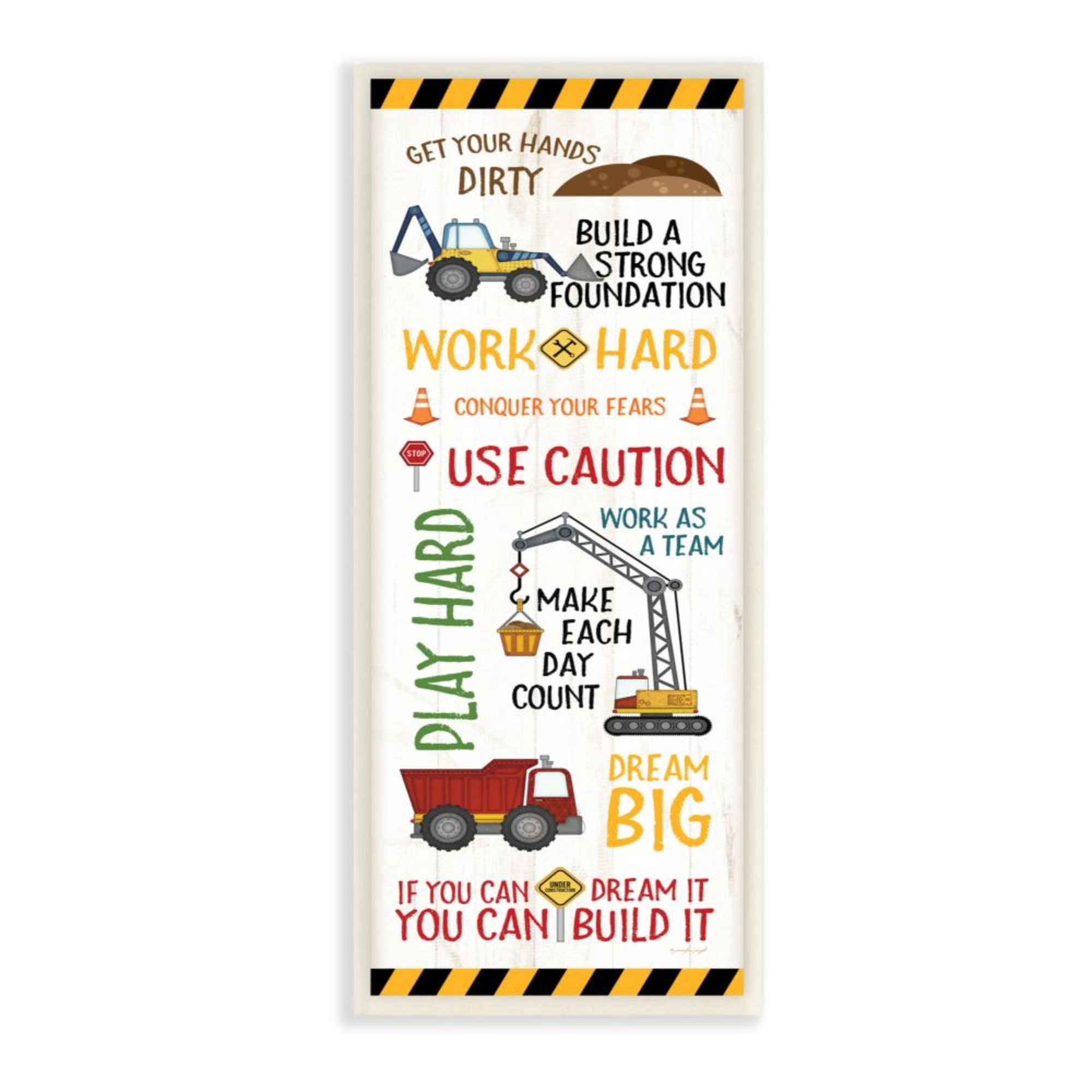 Stupell Industries Kids' Construction Zone Vehicles Motivational Phrases Design by Jennifer Pugh
