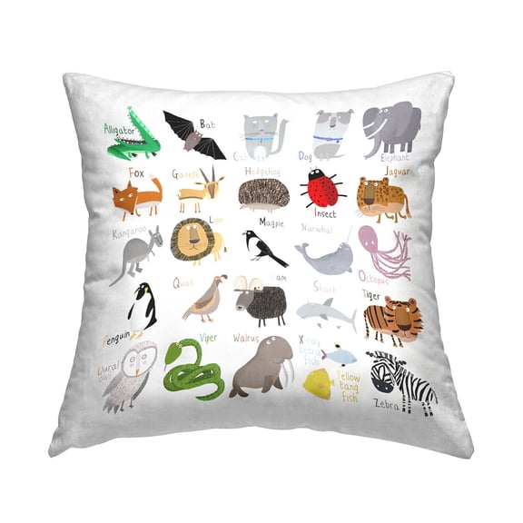 Stupell Industries Kids Educational Animal Alphabet Printed Throw Pillow Design by Carla Daly