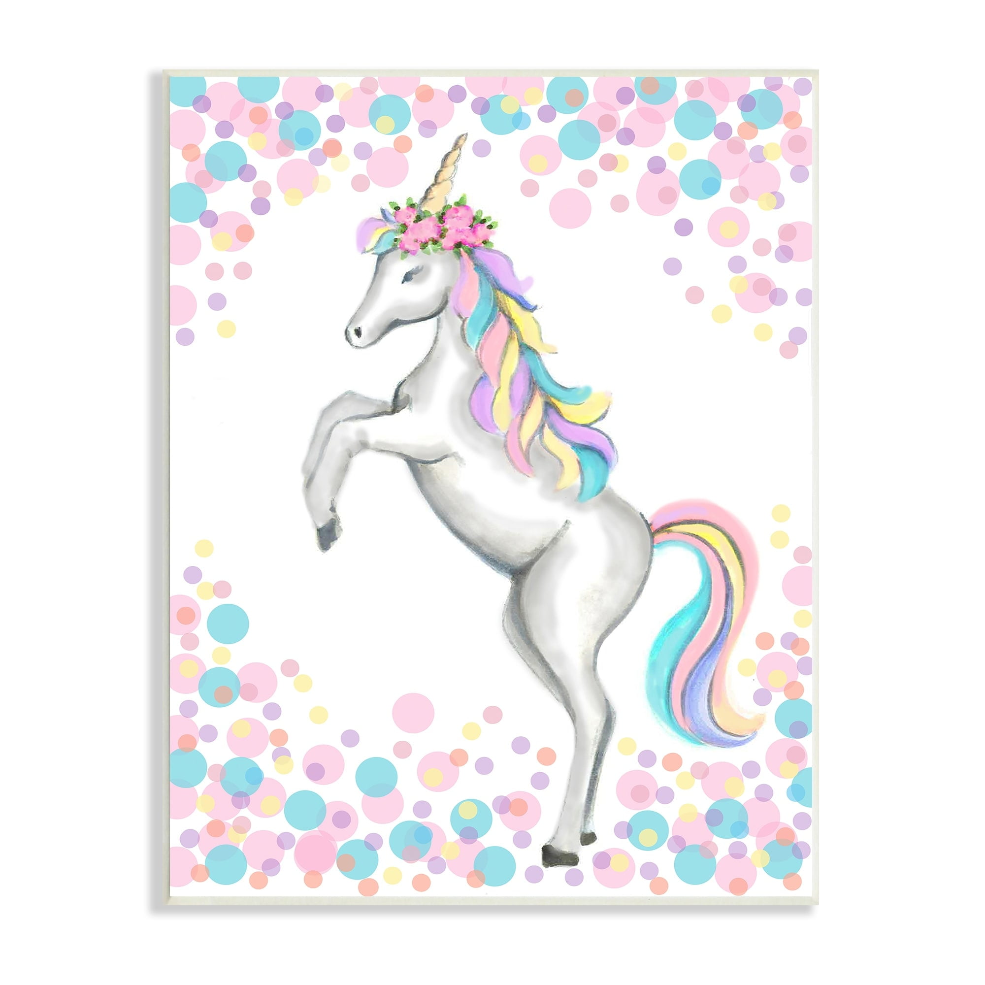 Stupell Industries Kids' Fantasy Unicorn Pink Blue Purple Polka Dots, 10 x 15,Design by Reesa Qualia