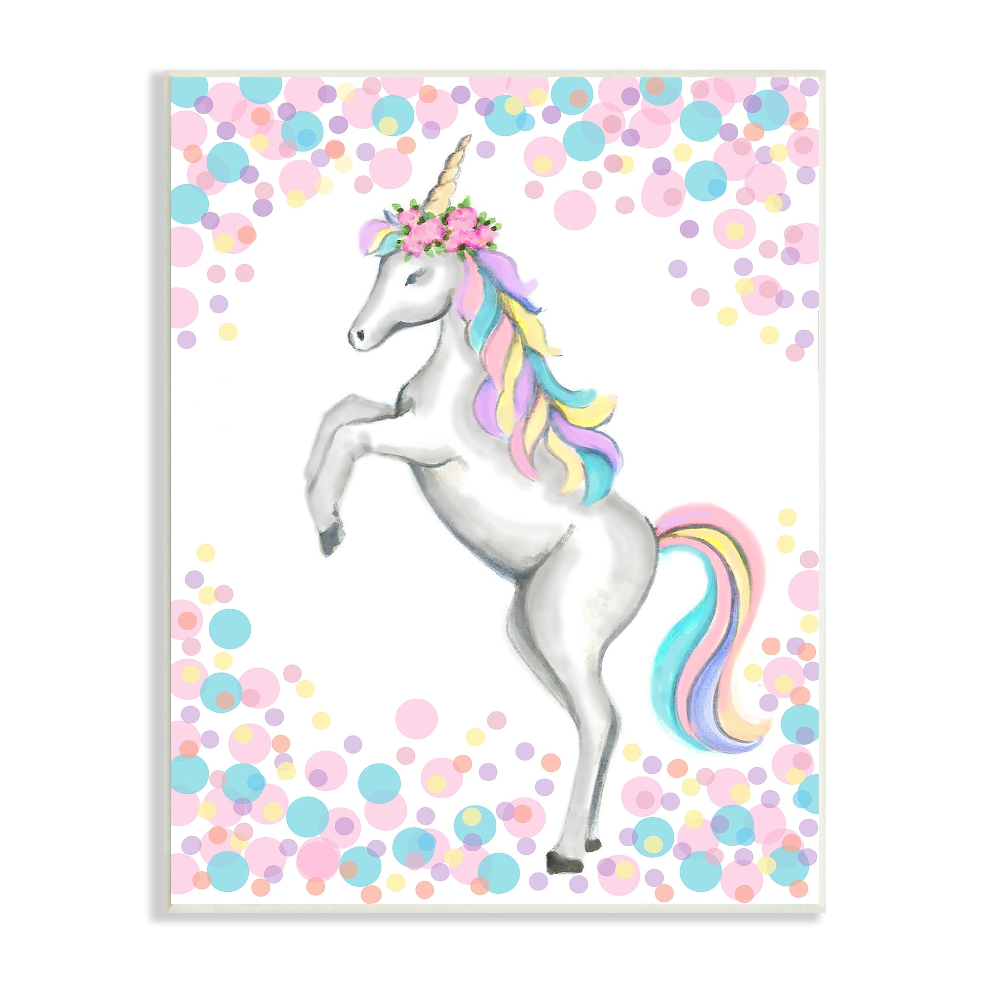 Stupell Industries Kids' Fantasy Unicorn Pink Blue Purple Polka Dots, 13 x 19,Design by Reesa Qualia