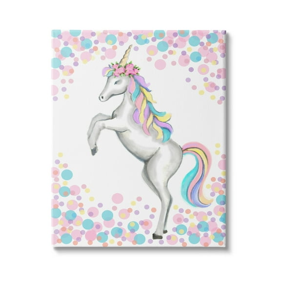 Stupell Industries Kids' Fantasy Unicorn Pink Blue Purple Polka Dots, 24 x 30,Design by Reesa Qualia
