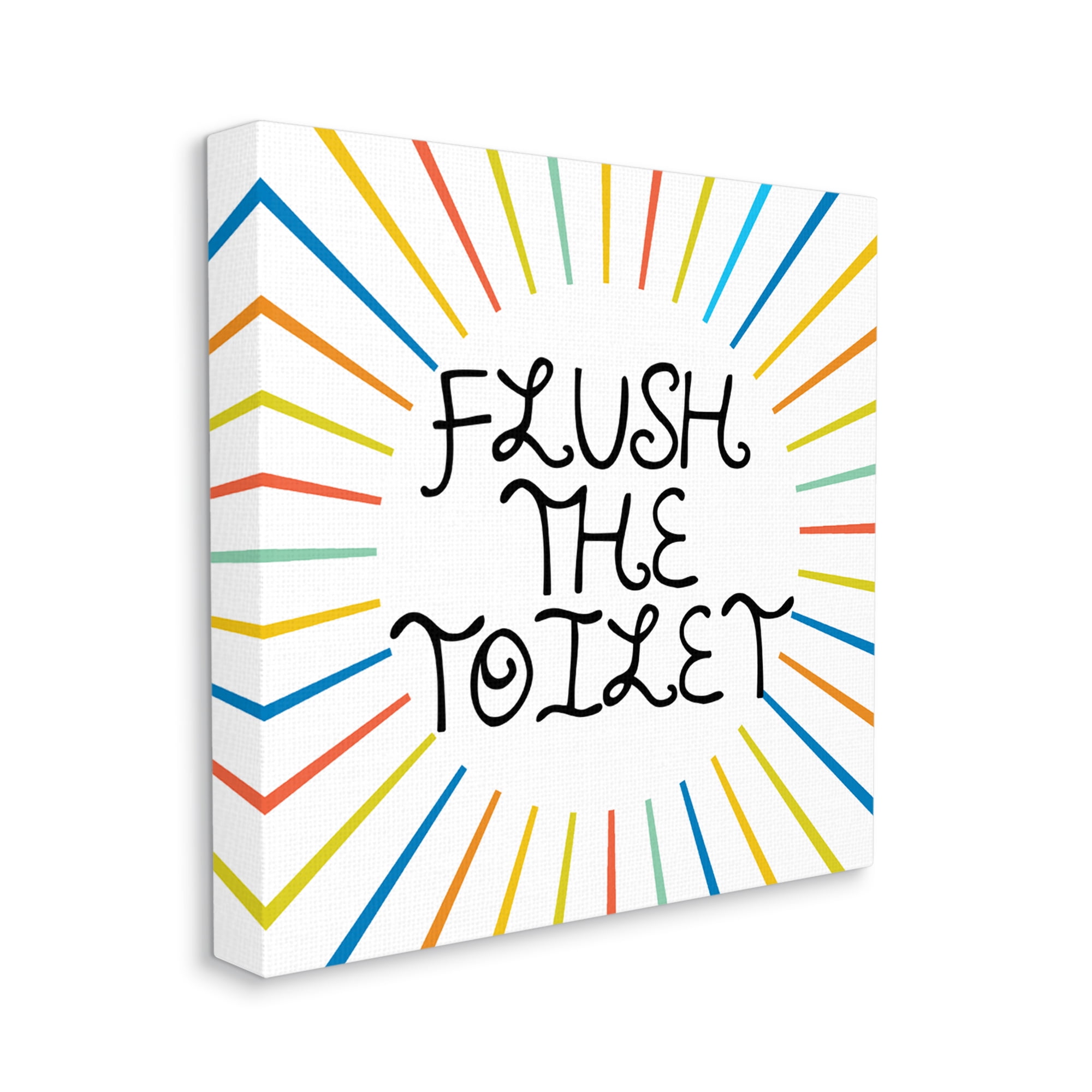 Stupell Industries Kids' Flush The Toilet Bathroom Rules Rainbow Stripes Typography Painting Gallery Wrapped Canvas Print Wall Art, 24 x 24
