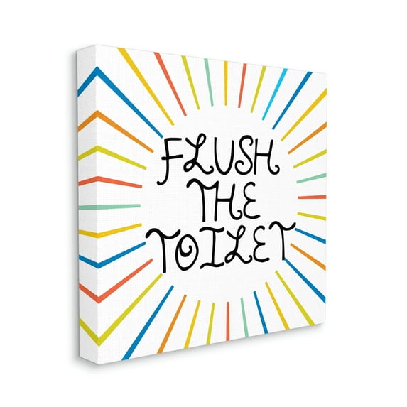 Stupell Industries Kids' Flush The Toilet Bathroom Rules Rainbow Stripes Typography Painting Gallery Wrapped Canvas Print Wall Art, 36 x 36