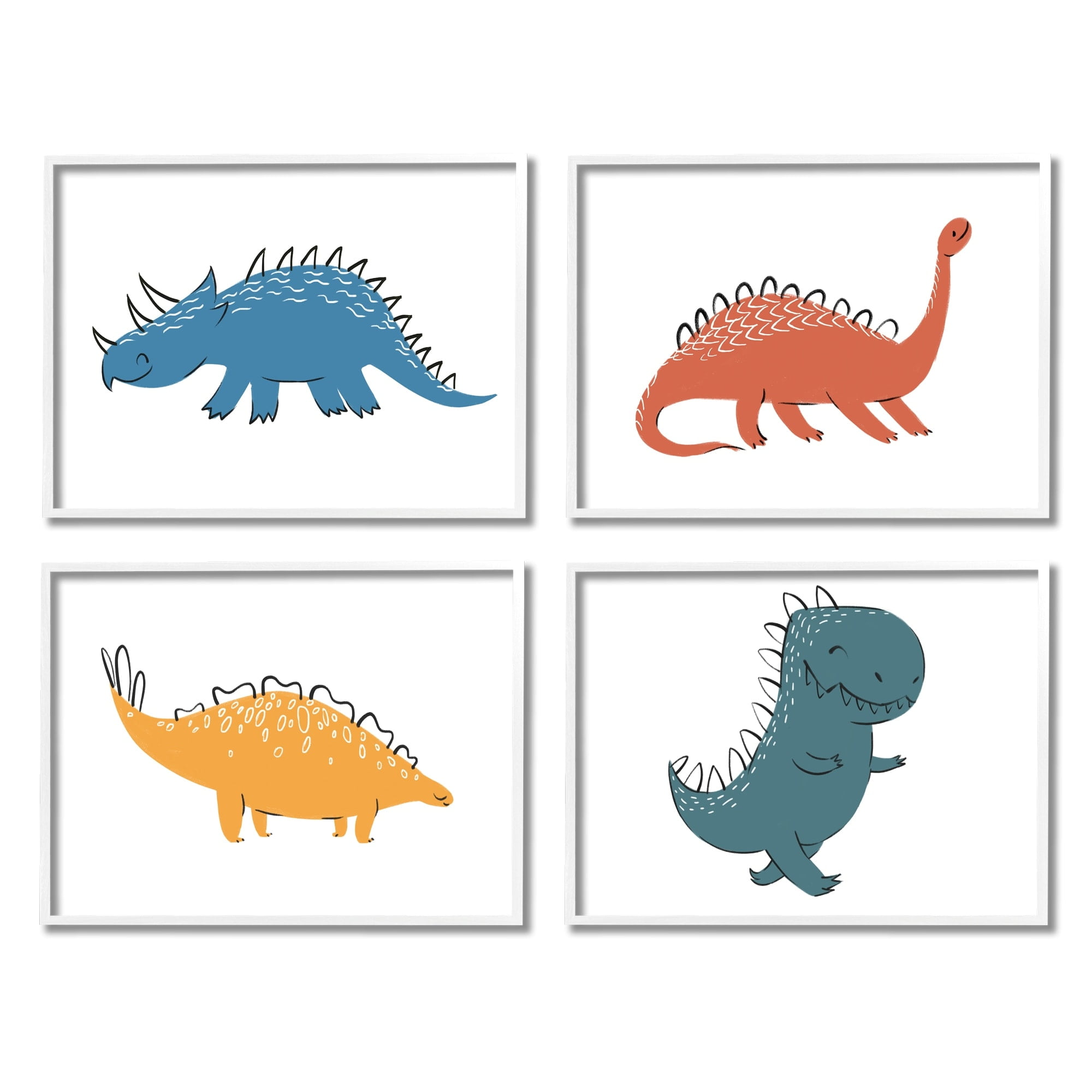 Stupell Industries Kids' Happy Dinosaur March T-Rex Triceratops Stegosaurus Brontosaurus, 14 x 11, Design by Ziwei Li