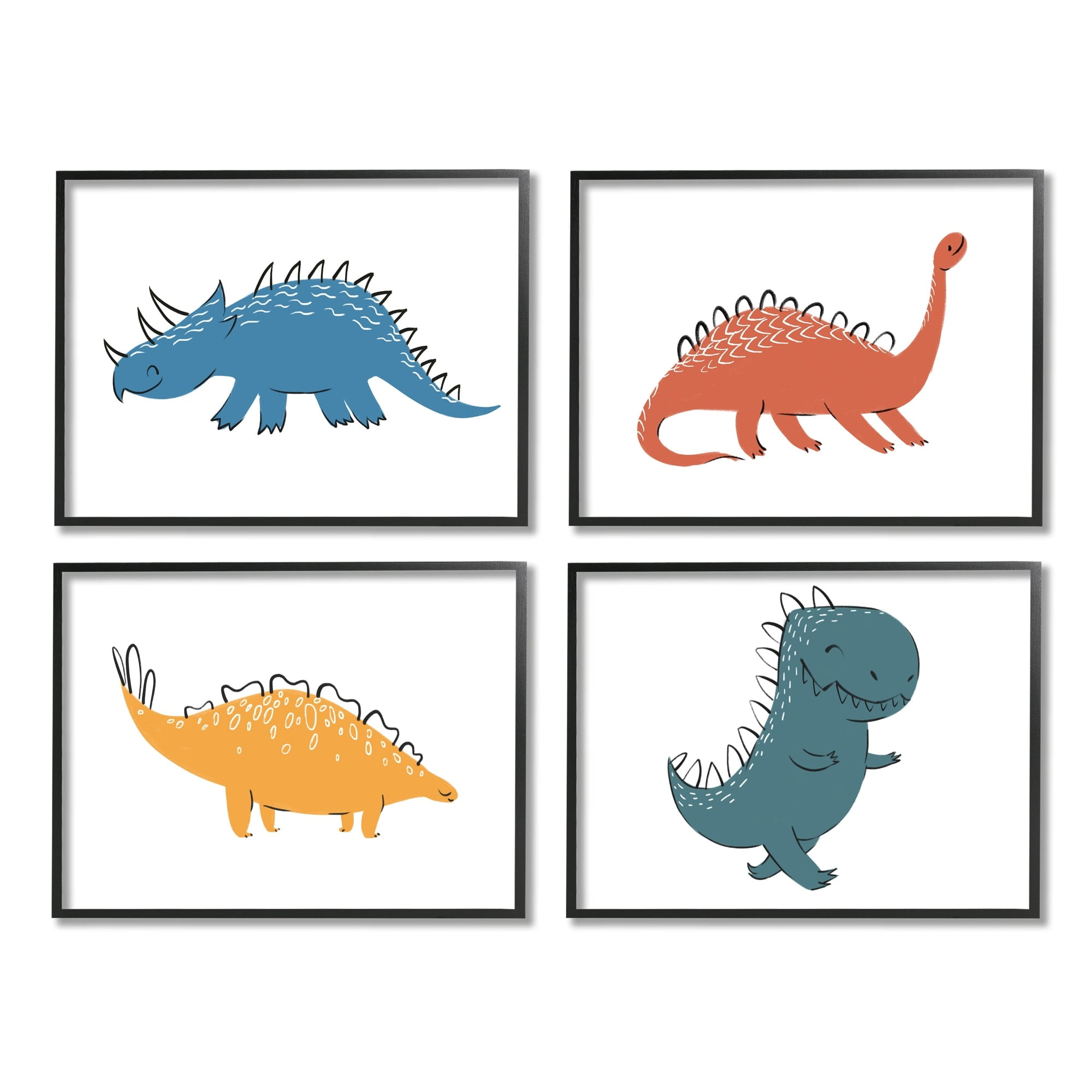 Stupell Industries Kids' Happy Dinosaur March T-Rex Triceratops Stegosaurus Brontosaurus, 14 x 11, Design by Ziwei Li