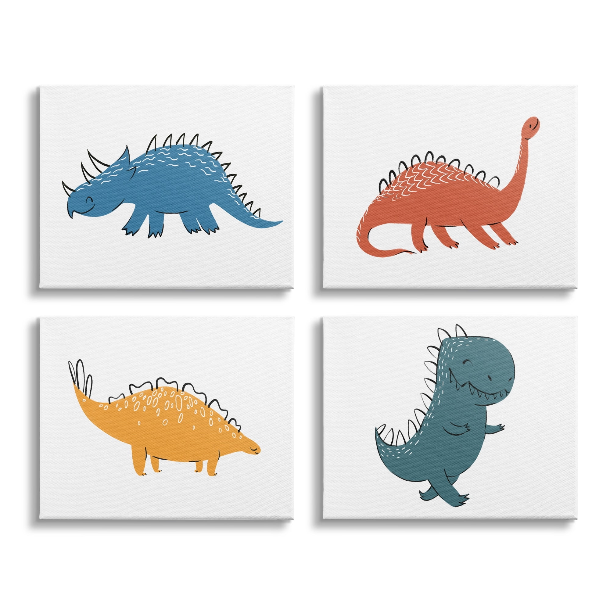 Stupell Industries Kids' Happy Dinosaur March T-Rex Triceratops Stegosaurus Brontosaurus, 20 x 16, Design by Ziwei Li