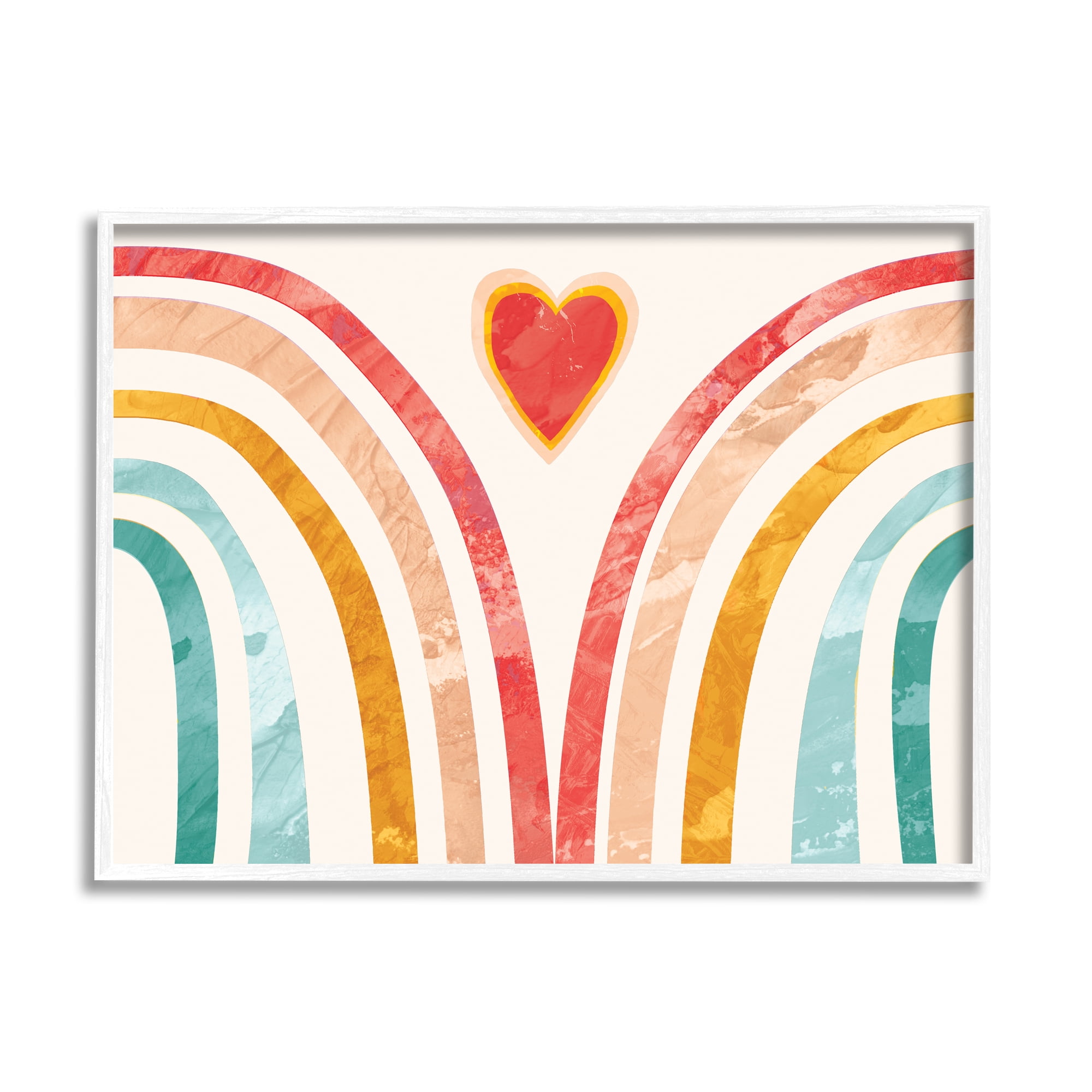Stupell Industries Kids Paper Collage Rainbow Heart Design Graphic Art Framed Art Print Wall Art, 14x11, By Daphne Polselli