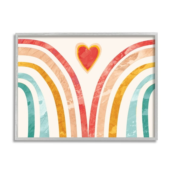 Stupell Industries Kids Paper Collage Rainbow Heart Design Graphic Art Framed Art Print Wall Art, 20x16, By Daphne Polselli