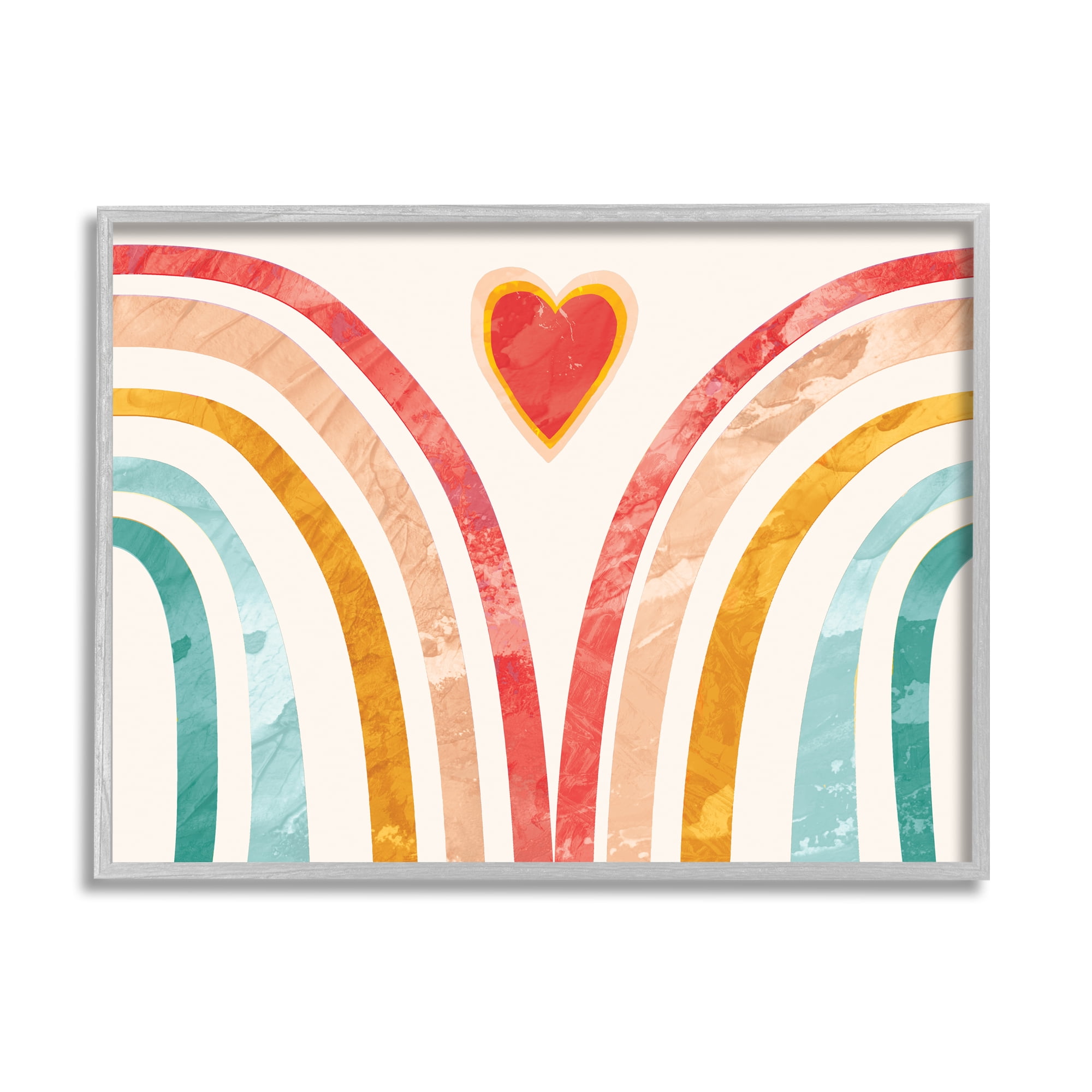 Stupell Industries Kids Paper Collage Rainbow Heart Design Graphic Art Framed Art Print Wall Art, 30x24, By Daphne Polselli