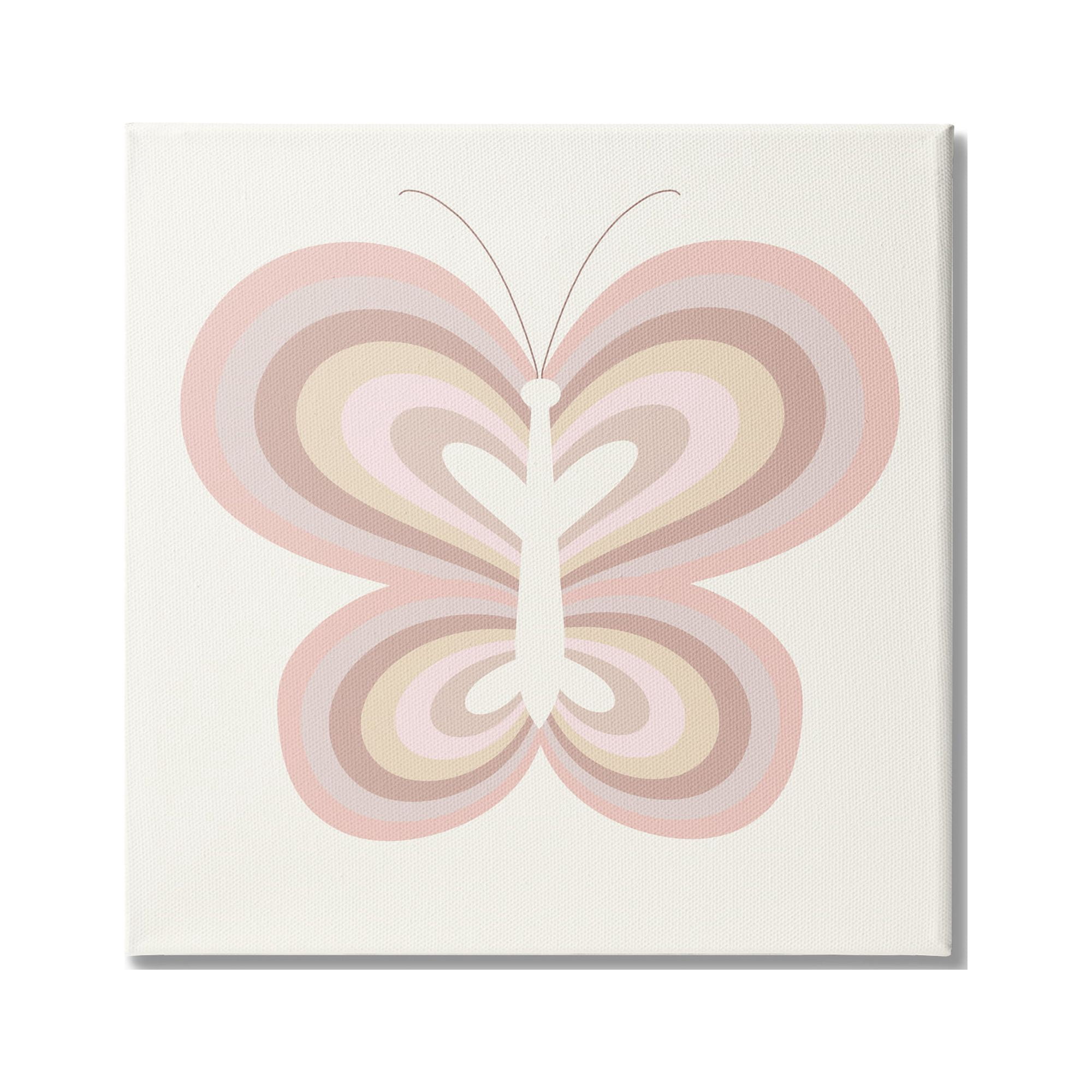 Stupell Industries Kids' Pink Butterfly Illustration Striped Rainbow Wings, 30 x 30,Design by Daphne Polselli