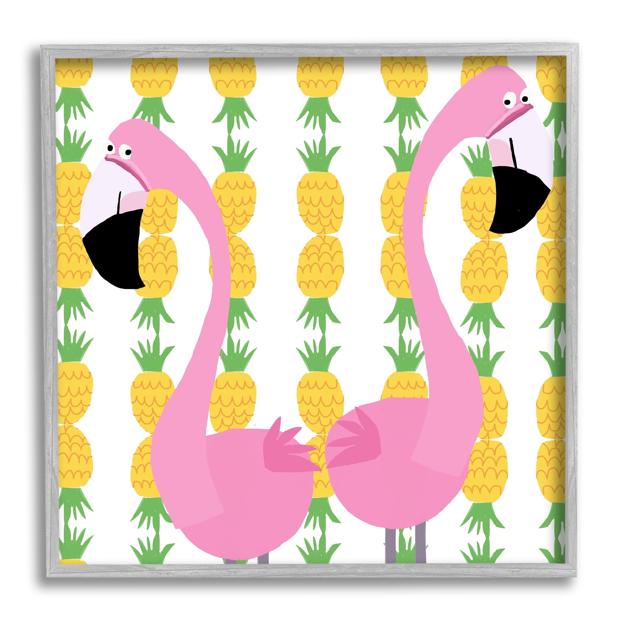 Stupell Industries Kids' Pink Flamingo Pair Pineapple Stripe Pattern, 12 x 12,Design by Carla Daly