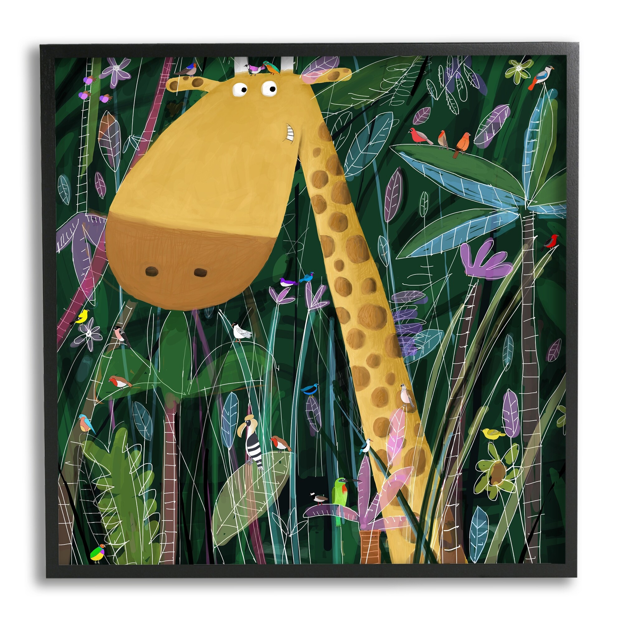 Stupell Industries Kids' Polka Dot Giraffe Jungle Safari Brush, 17 x 30,Design by Carla Daly