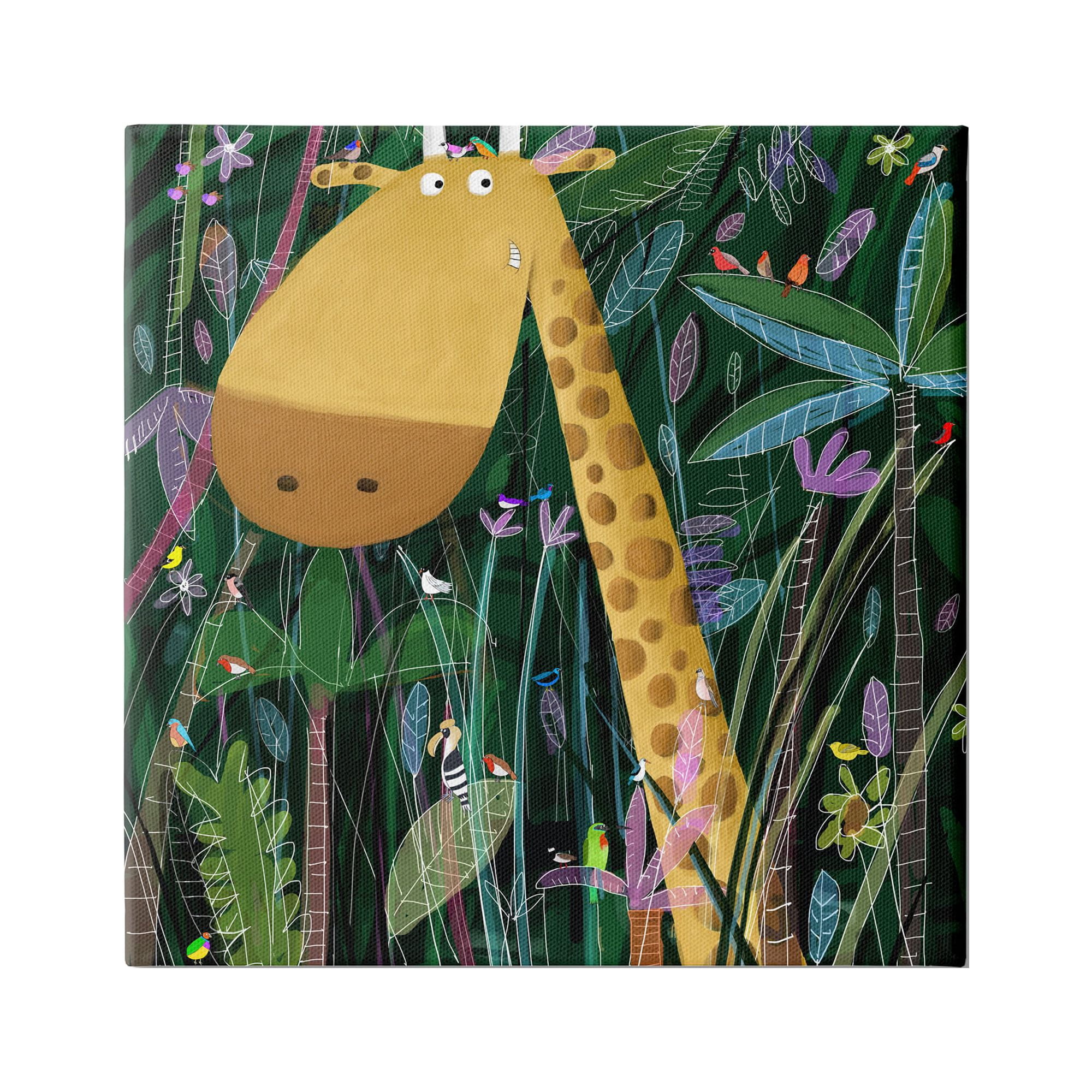 Stupell Industries Kids' Polka Dot Giraffe Jungle Safari Brush, 36 x 36,Design by Carla Daly