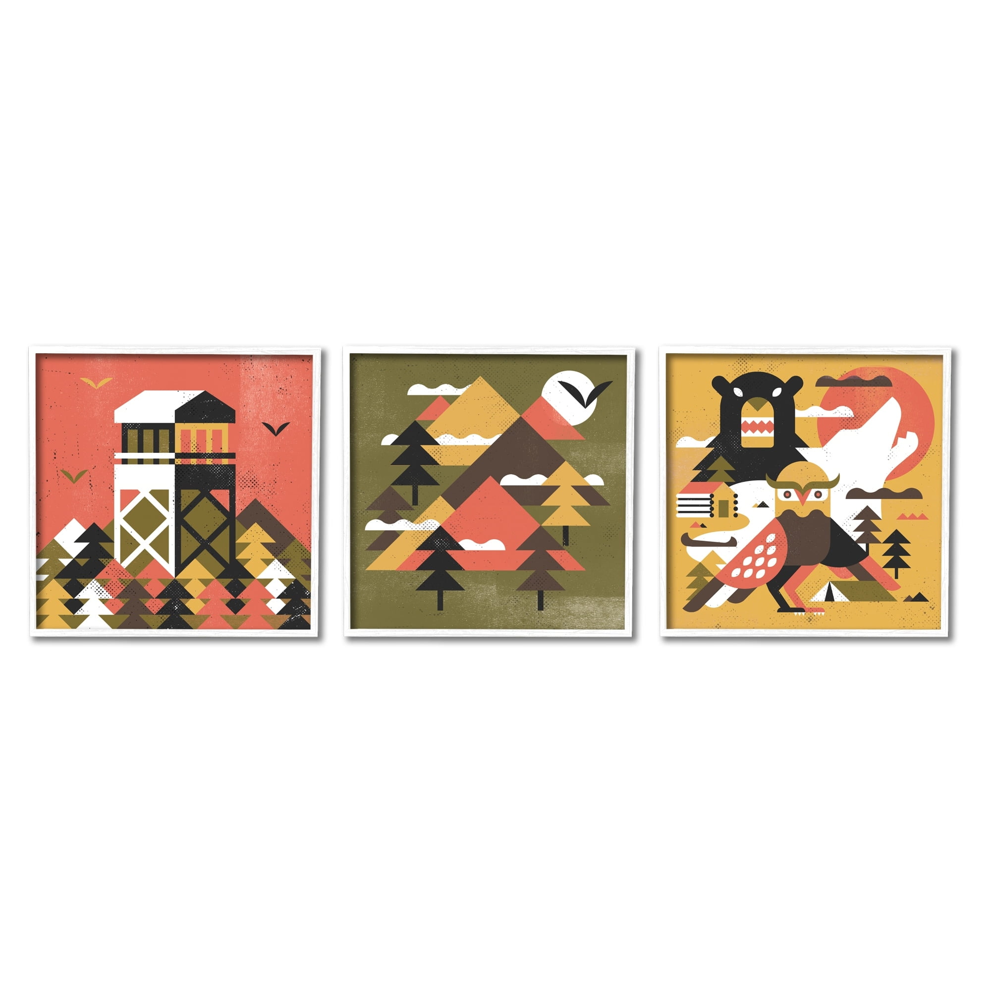 Stupell Industries Kids' Rustic Forest Animal Camp Adventure Geometric Shapes, 12 x 12, Design by Robert John Paterson