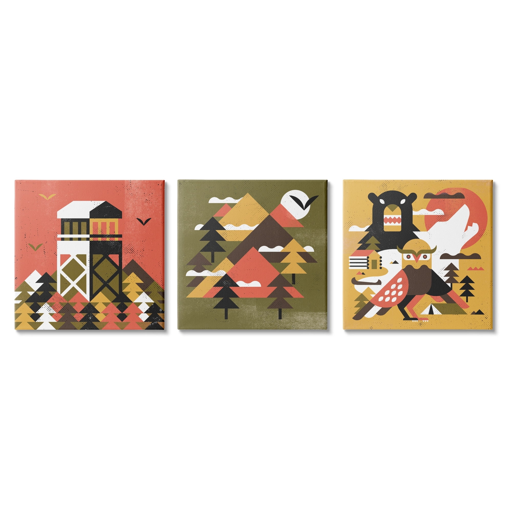 Stupell Industries Kids' Rustic Forest Animal Camp Adventure Geometric Shapes, 17 x 17, Design by Robert John Paterson