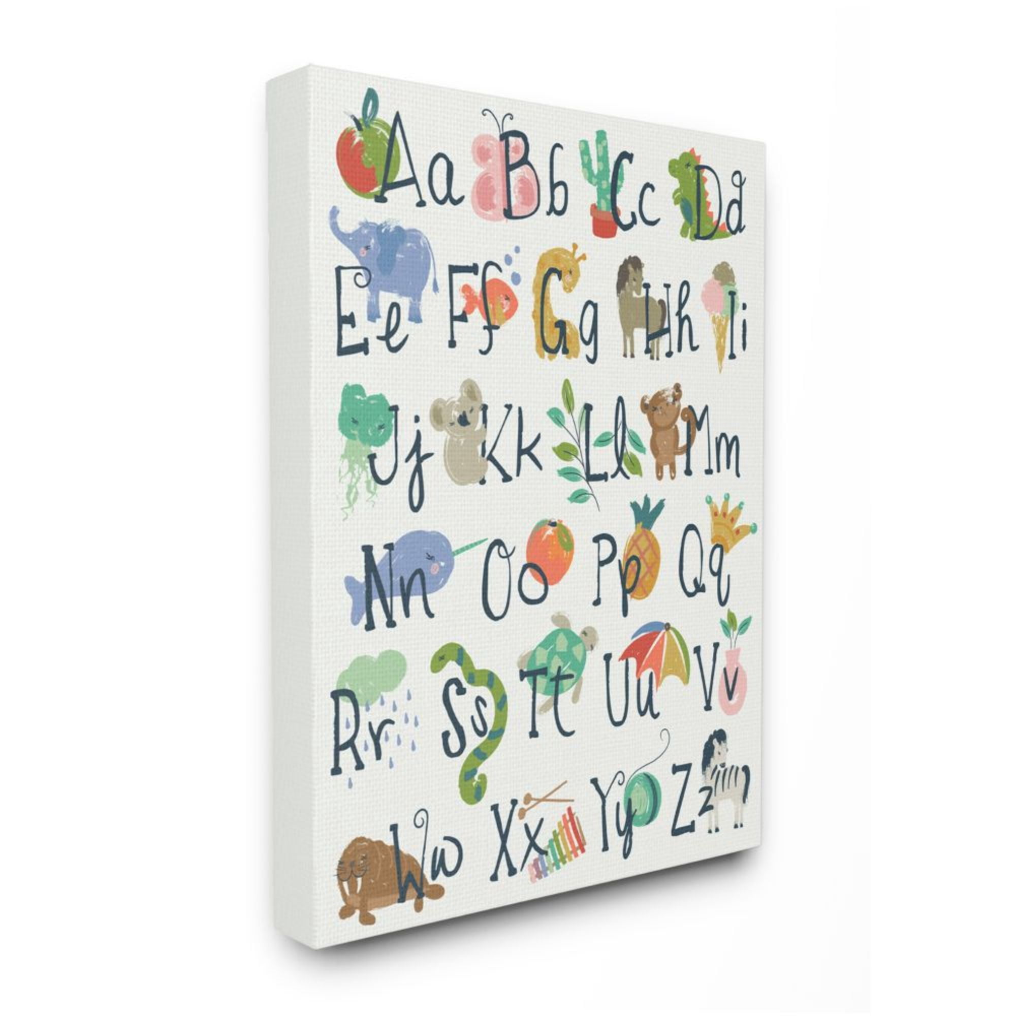 Stupell Industries Kids' Safari Animal Alphabet Colorful Illustrations Design by Jennifer Ellory, 30" x 40"