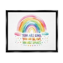 Stupell Industries Kind Brave Smart Rainbow Inspirational Painting Black Floater Framed Canvas Art Print Wall Art, 21 x 17