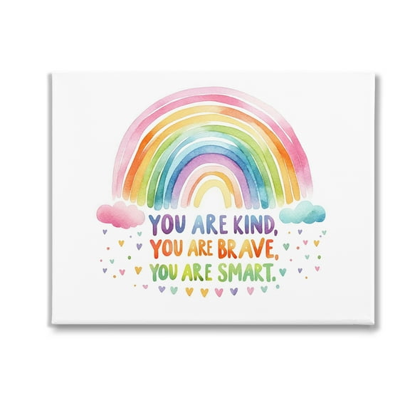 Stupell Industries Kind Brave Smart Rainbow Inspirational Painting Gallery Wrapped Canvas Art Print Wall Art, 20 x 16
