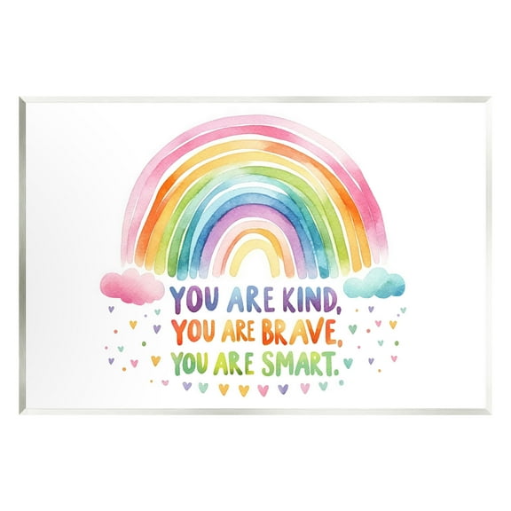 Stupell Industries Kind Brave Smart Rainbow Inspirational Painting Unframed Art Print Wall Art, 19 x 13