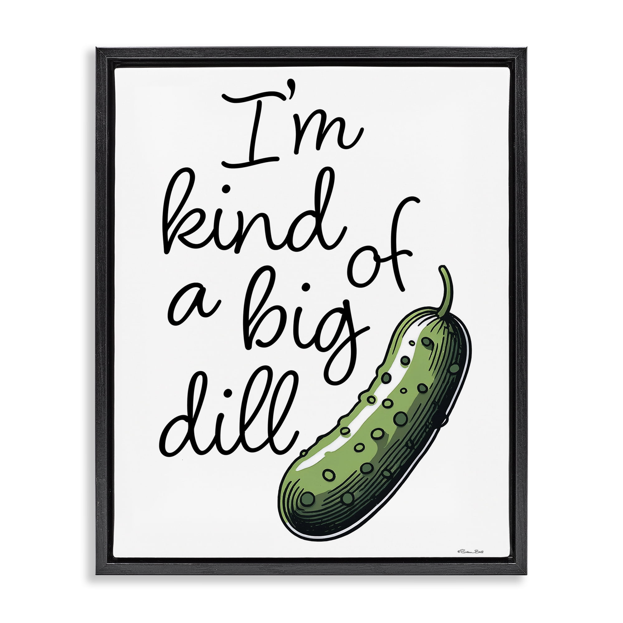 Stupell Industries Kind Of A Big Dill Pickle Black Framed Floater Canvas Wall Art, design by Susan Ball