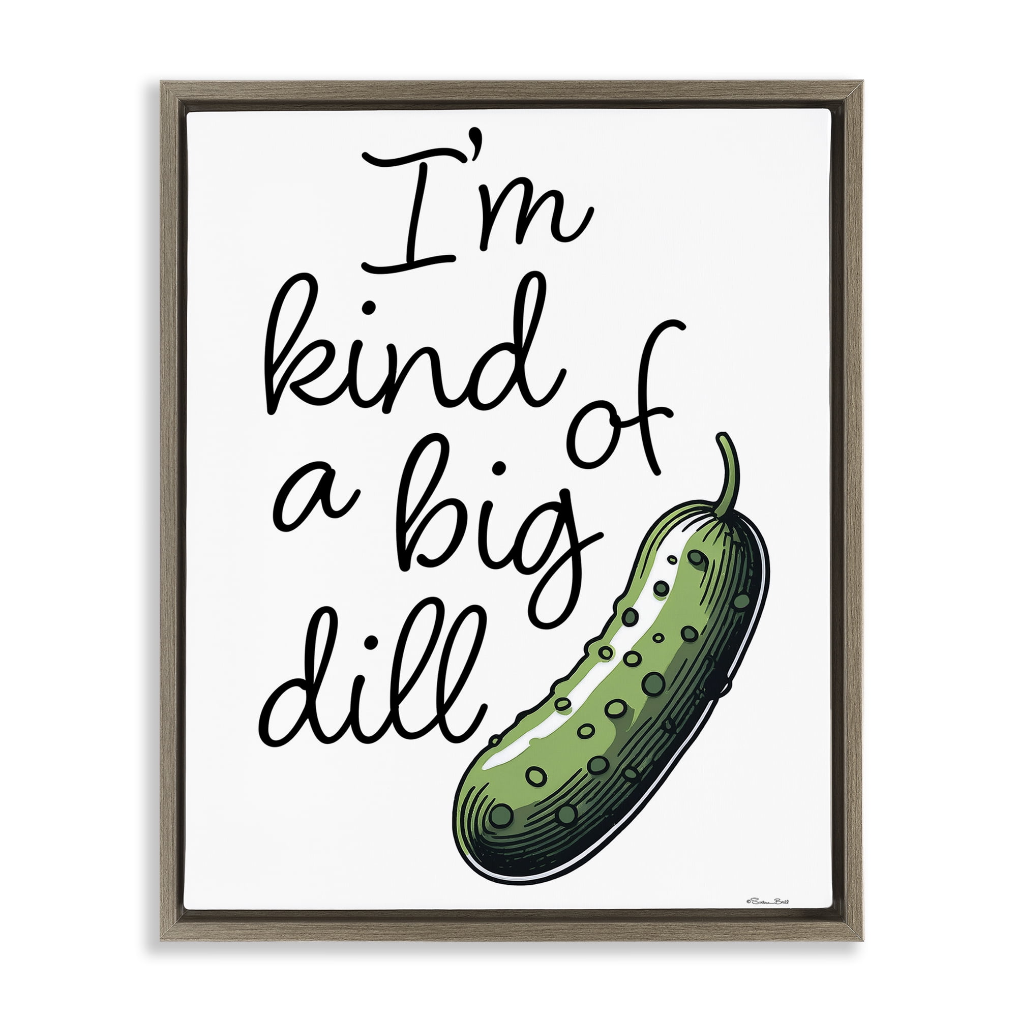 Stupell Industries Kind Of A Big Dill Pickle Brown Framed Floater Canvas Wall Art, design by Susan Ball