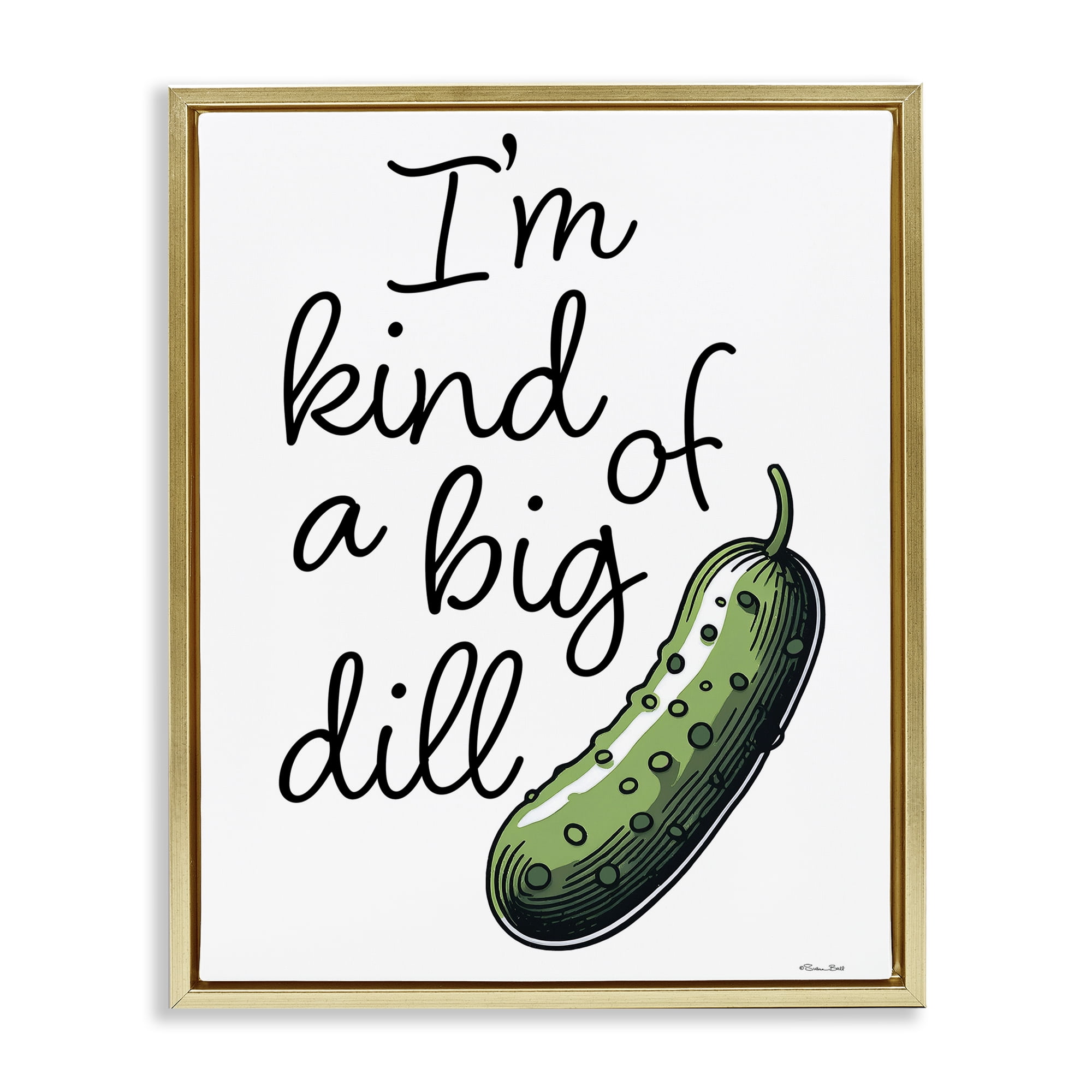 Stupell Industries Kind Of A Big Dill Pickle Gold Framed Floater Canvas Wall Art, design by Susan Ball