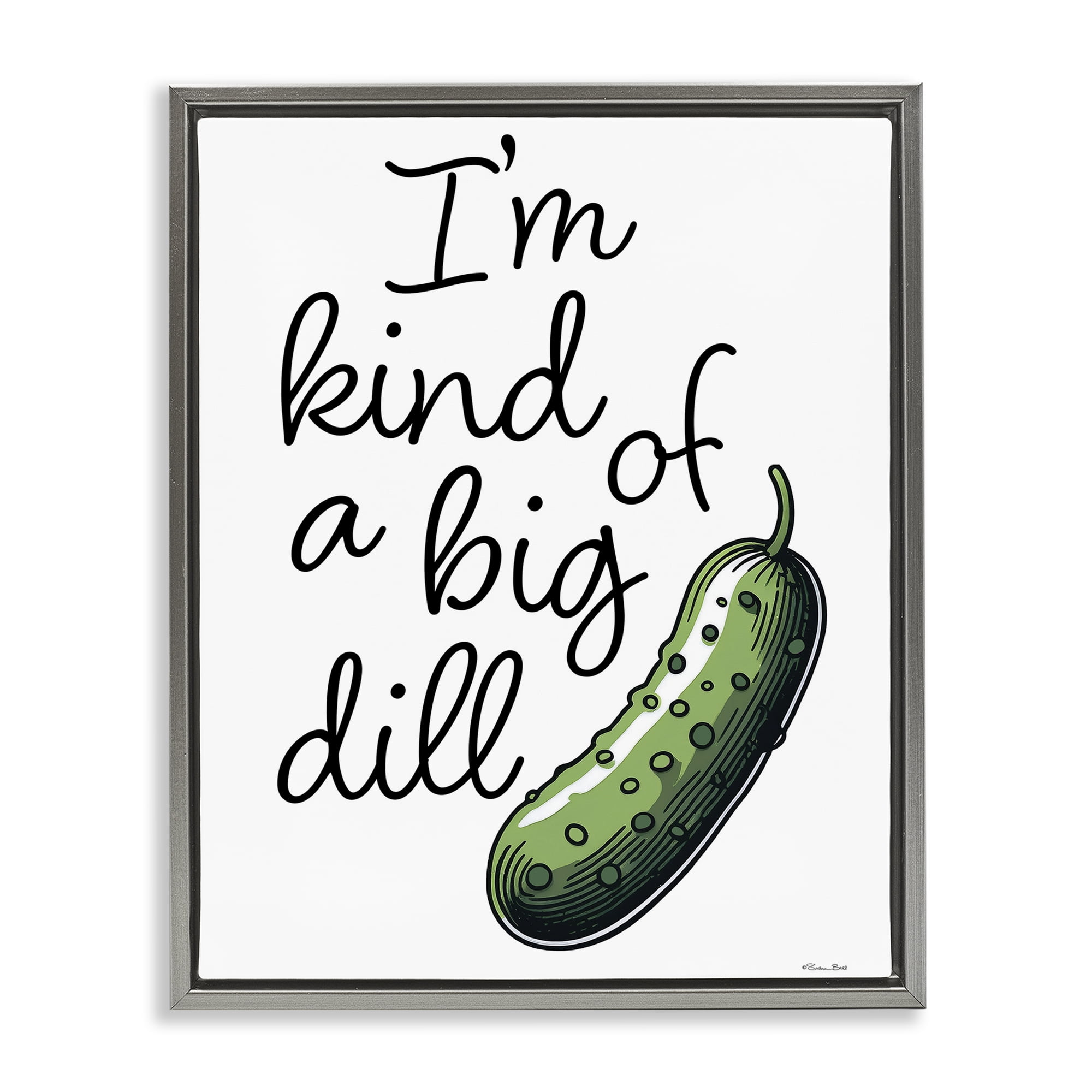 Stupell Industries Kind Of A Big Dill Pickle Gray Framed Floater Canvas Wall Art, design by Susan Ball