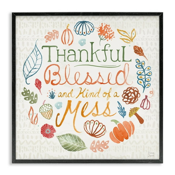 Stupell Industries Kind Of A Mess Autumnal Holiday Painting Black Framed Art Prints Wall Art, 12 x 12