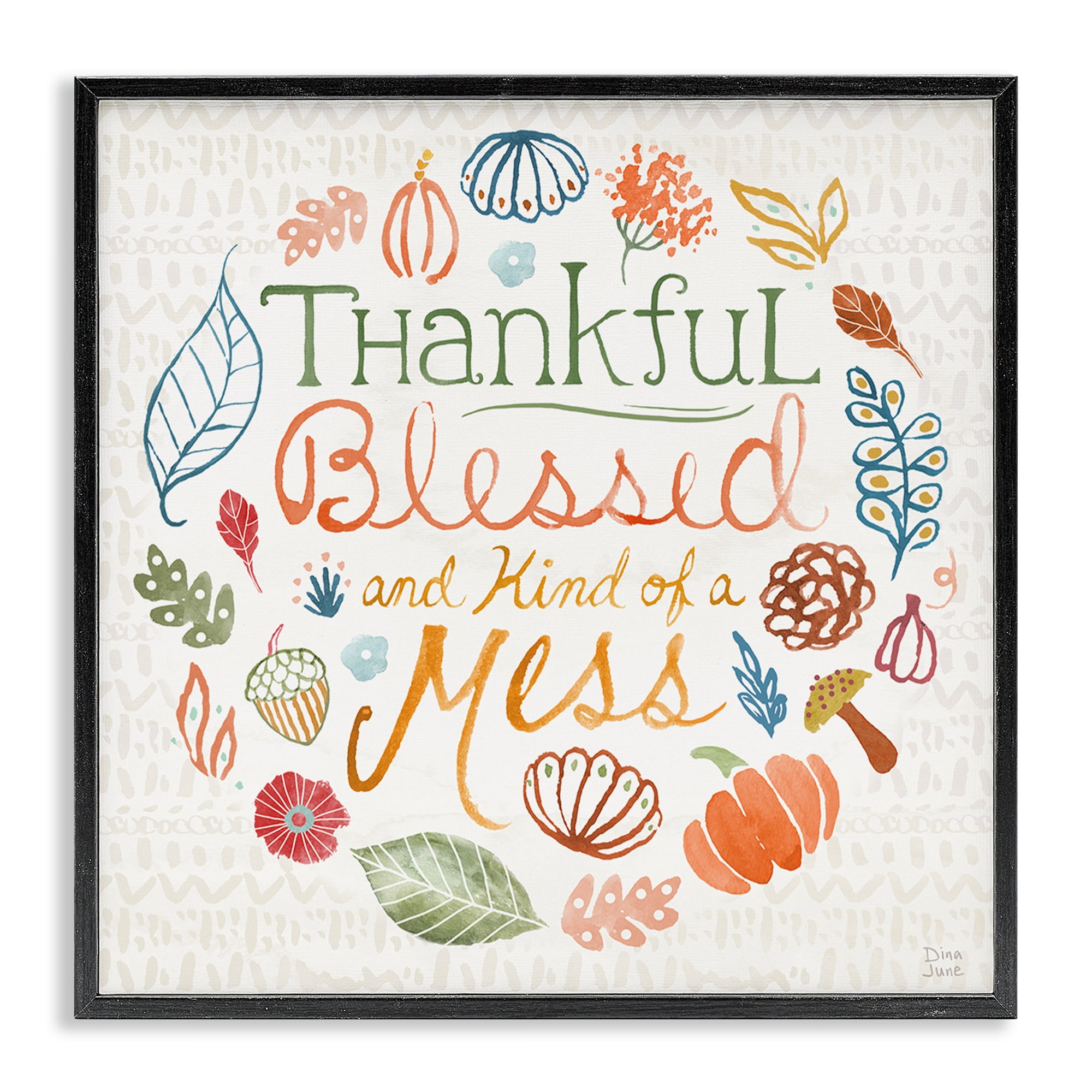 Stupell Industries Kind Of A Mess Autumnal Holiday Painting Black Framed Art Prints Wall Art, 17 x 17
