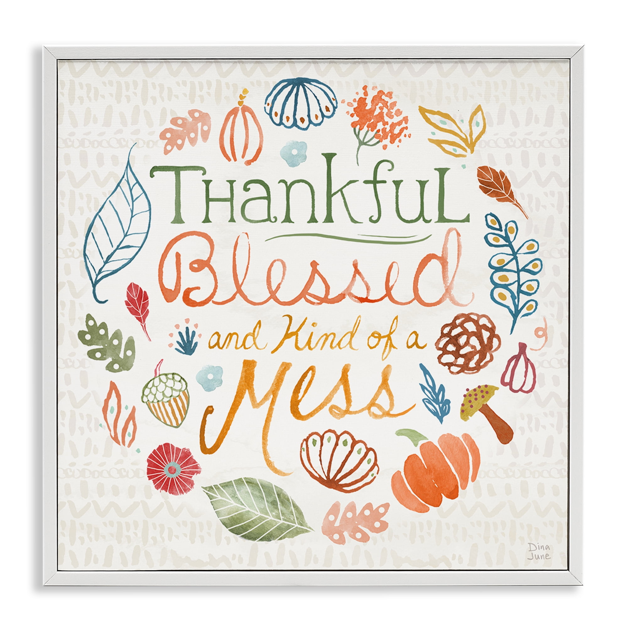 Stupell Industries Kind Of A Mess Autumnal Holiday Painting White Framed Art Prints Wall Art, 24 x 24