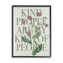 Stupell Industries Kind People Are My People Phrase Purple Wild Flowers Graphic Art Black Framed Art Print Wall Art, 24x30, by Daphne Polselli