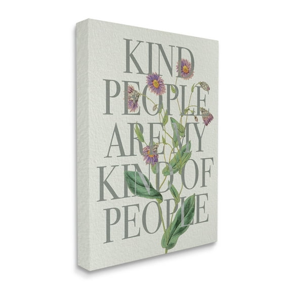 Stupell Industries Kind People Are My People Phrase Purple Wild Flowers Inspirational Painting Gallery Wrapped Canvas Art Print Wall Art, 30 x 40