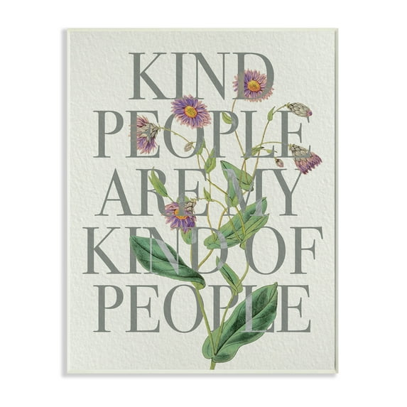 Stupell Industries Kind People Are My People Phrase Purple Wild Flowers Inspirational Painting Unframed Art Print Wall Art, 13 x 19