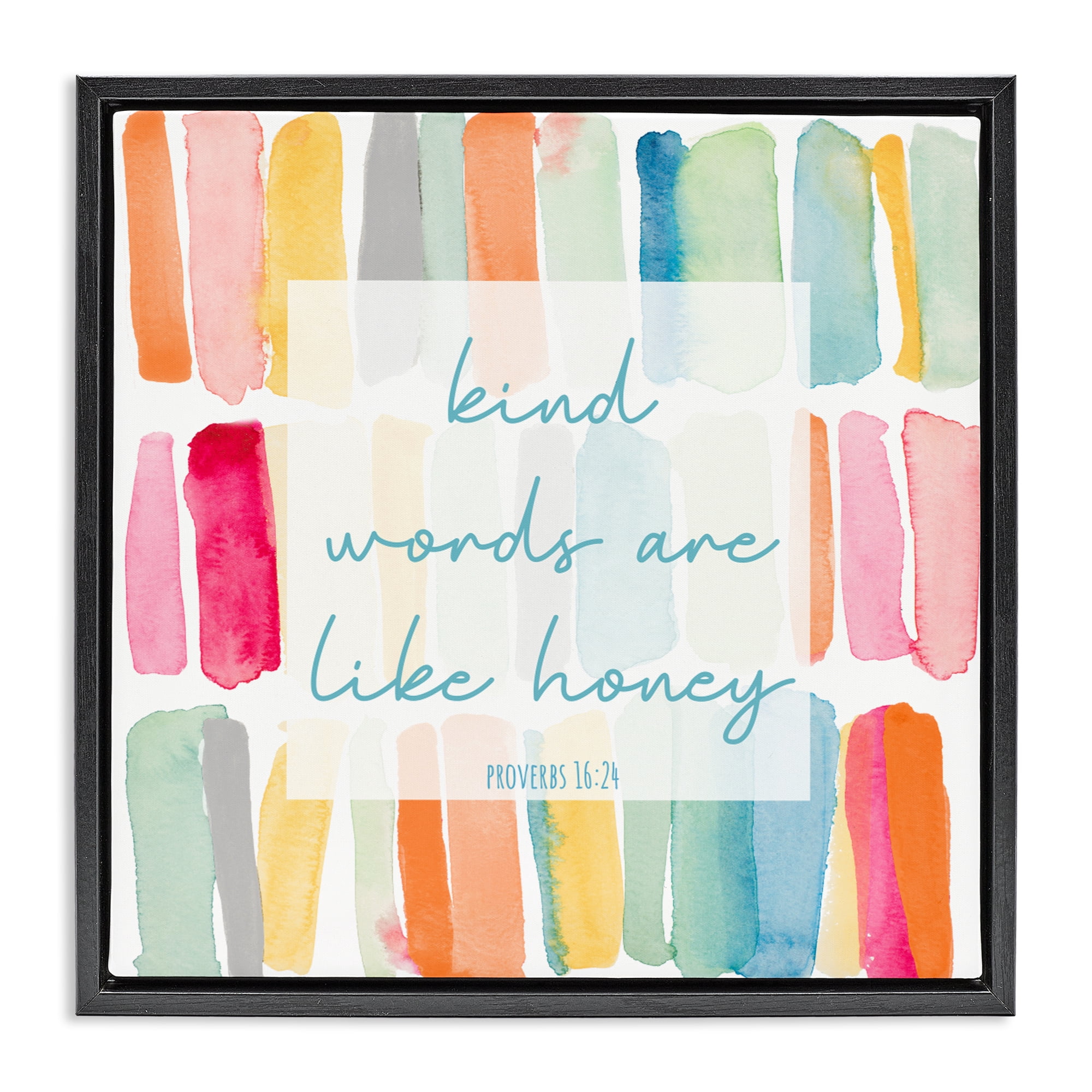 Stupell Industries Kind Words Are Like Honey Black Framed Floater Canvas Wall Art, design by Lanie Loreth