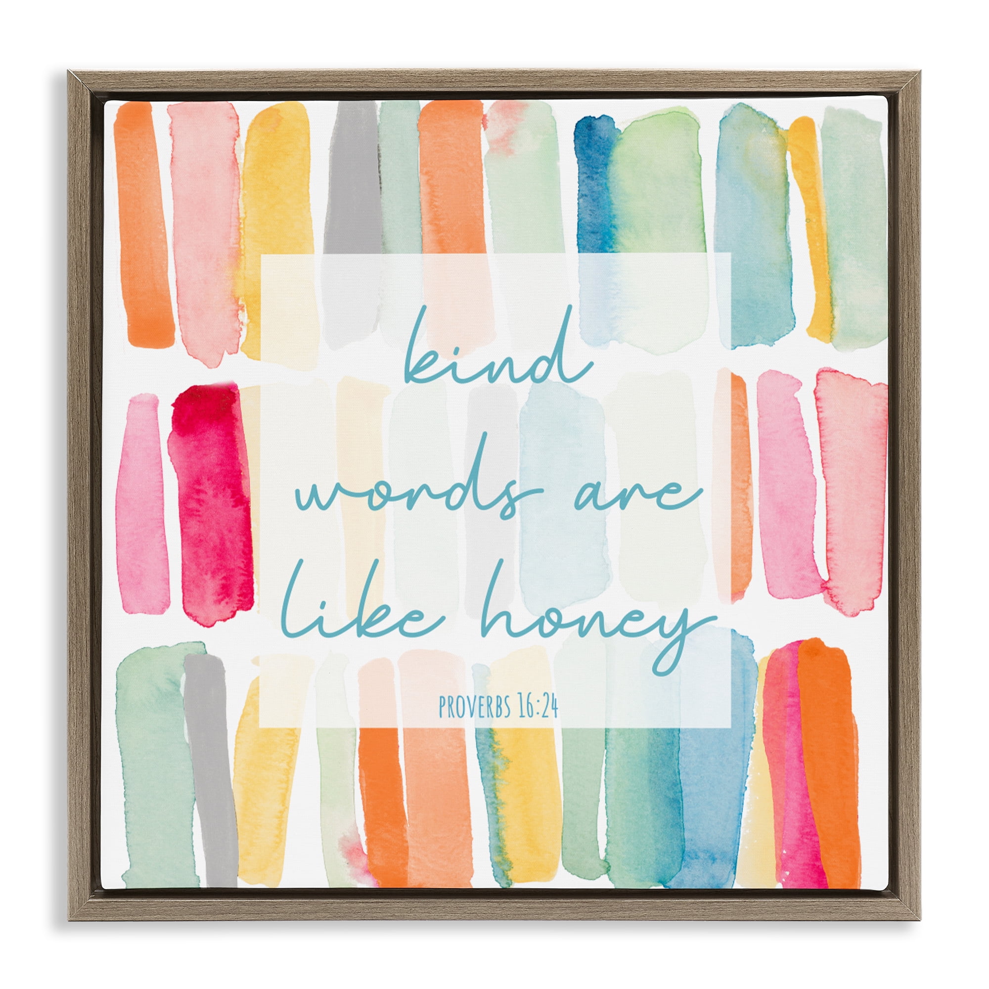 Stupell Industries Kind Words Are Like Honey Brown Framed Floater Canvas Wall Art, design by Lanie Loreth