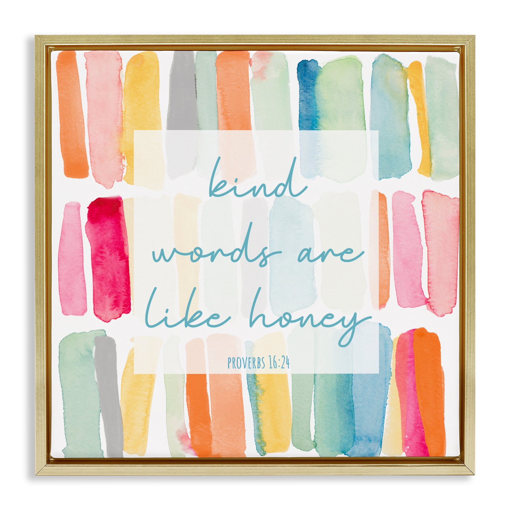 Stupell Industries Kind Words Are Like Honey Gold Framed Floater Canvas Wall Art, design by Lanie Loreth