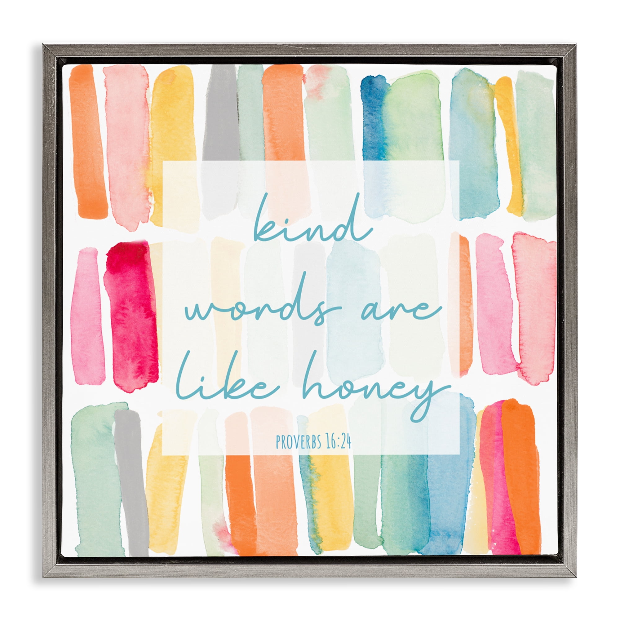 Stupell Industries Kind Words Are Like Honey Gray Framed Floater Canvas Wall Art, design by Lanie Loreth