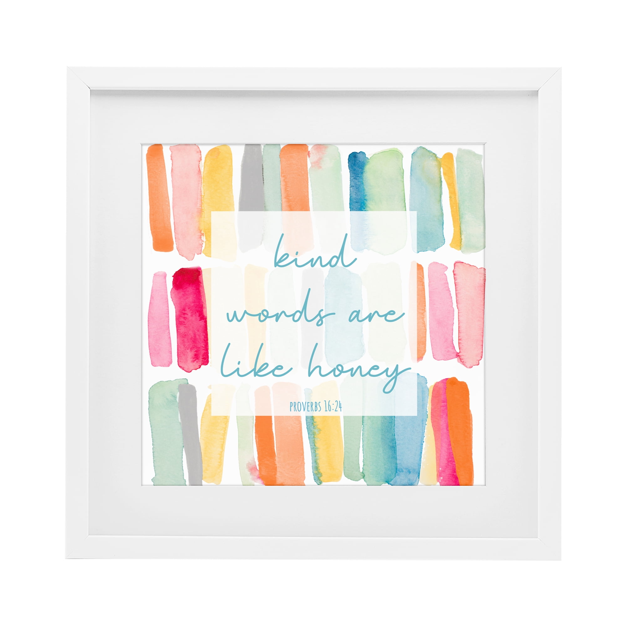 Stupell Industries Kind Words Are Like Honey White Framed Print Under Glass, design by Lanie Loreth