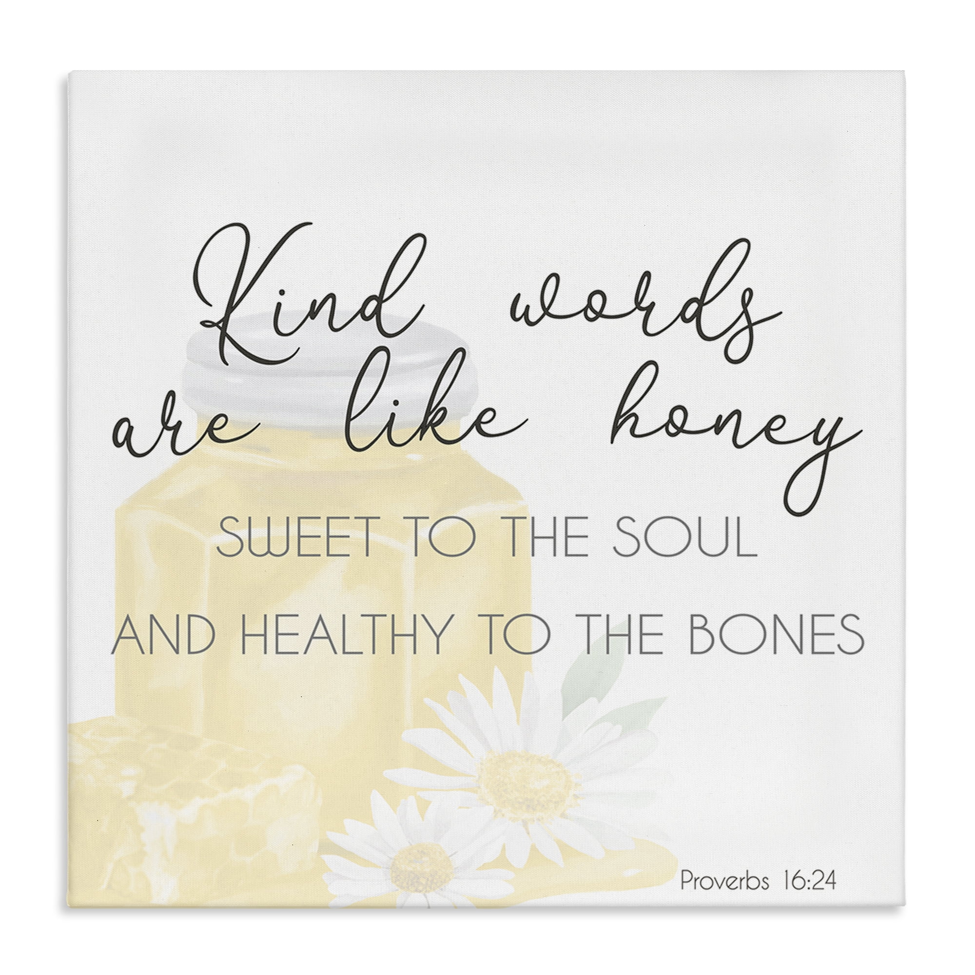 Stupell Industries Kind Words Like Honey Plants & Flowers Painting Wrapped Canvas Art Print Wall Art, 36 x 36