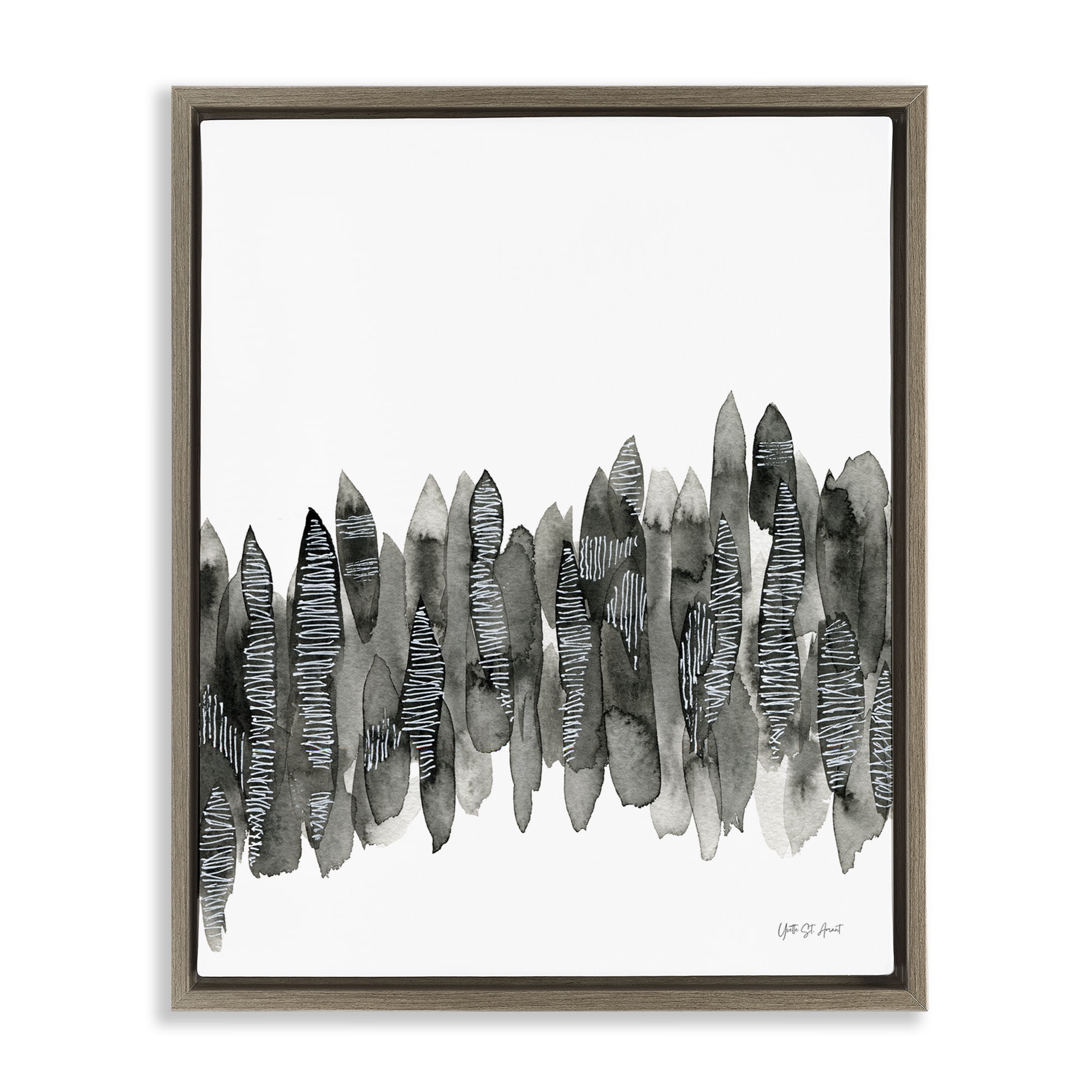 Stupell Industries Kindling Abstract Nature Abstract Painting Brown Floater Framed Canvas Art Print Wall Art, 25 x 31