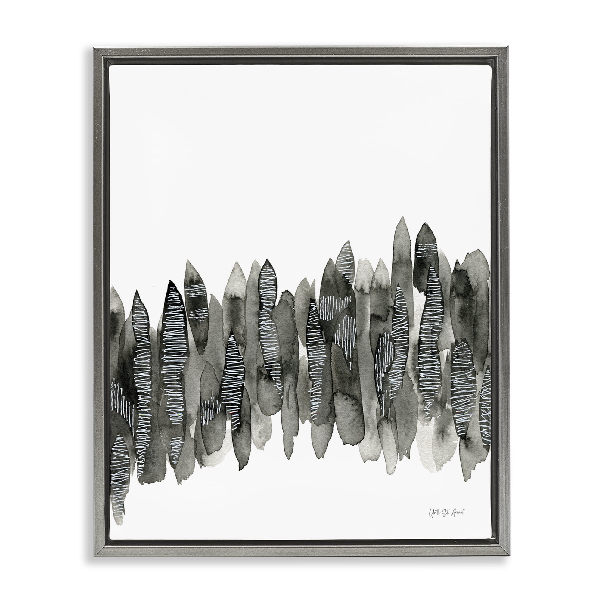 Stupell Industries Kindling Abstract Nature Abstract Painting Gray Floater Framed Canvas Art Print Wall Art, 25 x 31