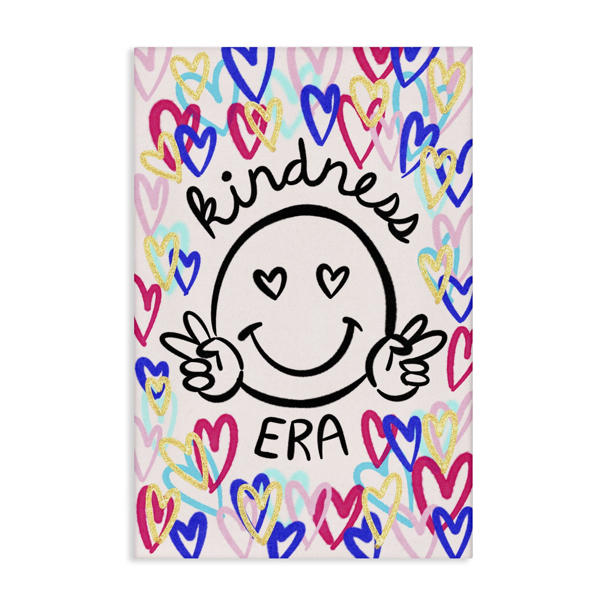 Stupell Industries Kindness Era on Hearts Typography Painting Gallery Wrapped Canvas Art Print Wall Art, 24 x 36