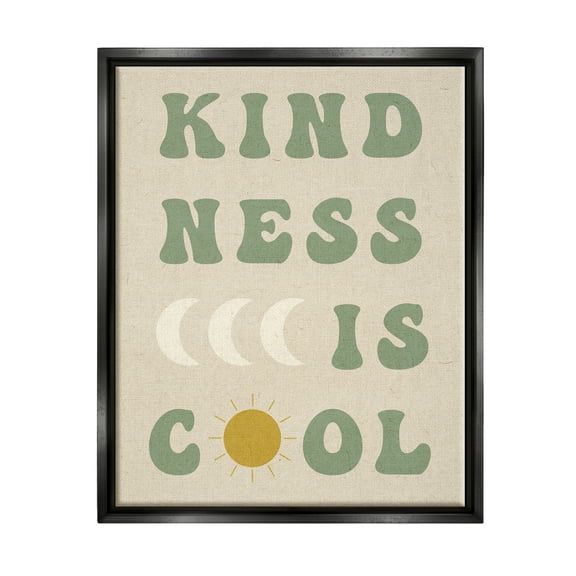 Stupell Industries Kindness Is Cool Phrase Inspirational Painting Black Floater Framed Art Print Wall Art, 17 x 21