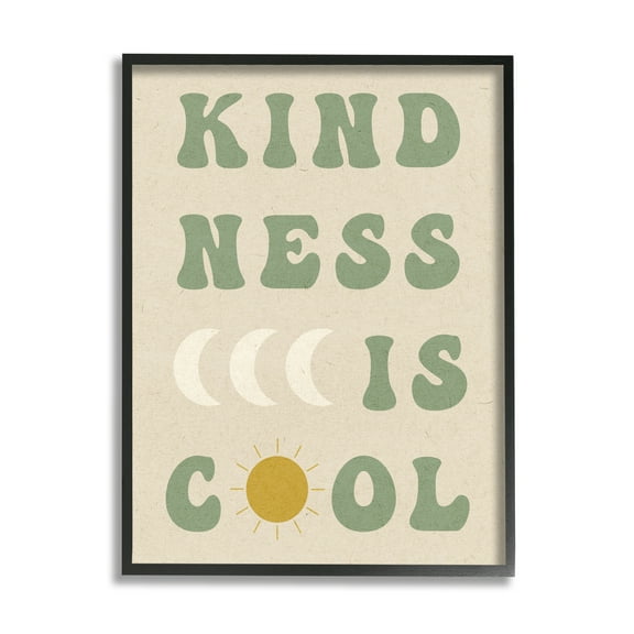 Stupell Industries Kindness Is Cool Phrase Inspirational Painting Black Framed Art Print Wall Art, 11 x 14